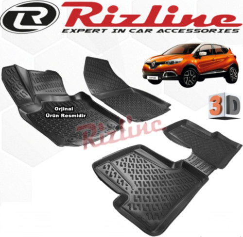 Renault Captur 3d Paspas Havuzlu 2013 - 2018 Arası Siyah 4 Parça Set