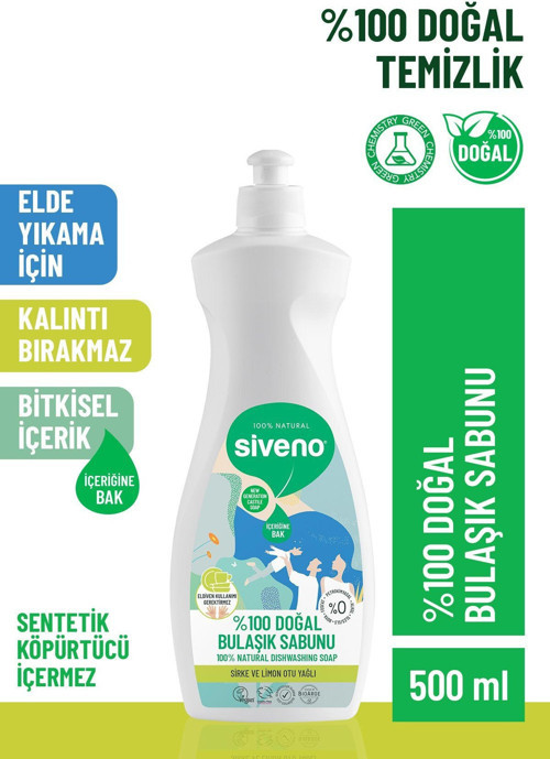 %100 Doğal Bulaşık Sabunu Bitkisel Elde Bulaşık Sabunu Nemlendirici Vegan 500 ml