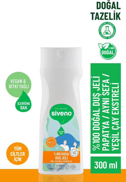 %100 Doğal Duş Jeli Sebum Dengeleyici Rahatlatıcı Aynısefa Papatya Yeşilçay Vegan 300 ml