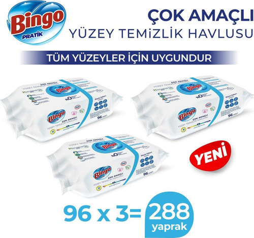 Pratik Yüzey Temizlik Havlusu Beyaz Sabun 96x3 (288 YAPRAK)