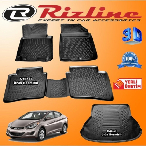 Hyundai Elantra 3d Paspas + 3d Bagaj Havuzu 2011-2016 Arası Siyah Set