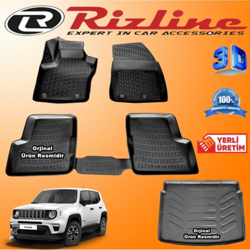 Jeep Renegade 3d Paspas + 3d Bagaj Havuzu 2015-2020 Arası Siyah Set