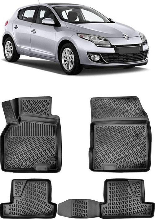 Renault Megane 3 3d Paspas Havuzlu Hb 2009 - 2016 Arası Siyah 4 Parça Set