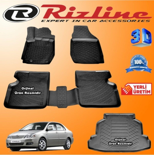 Toyota Corolla 3d Paspas + 3d Bagaj Havuzu Sedan 2001-2006 Arası Siyah Set