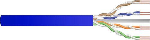 Category 6A U-UTP İç Mekan Data Kablosu 23 AWG LSOH Mavi Renk 500 metre Category