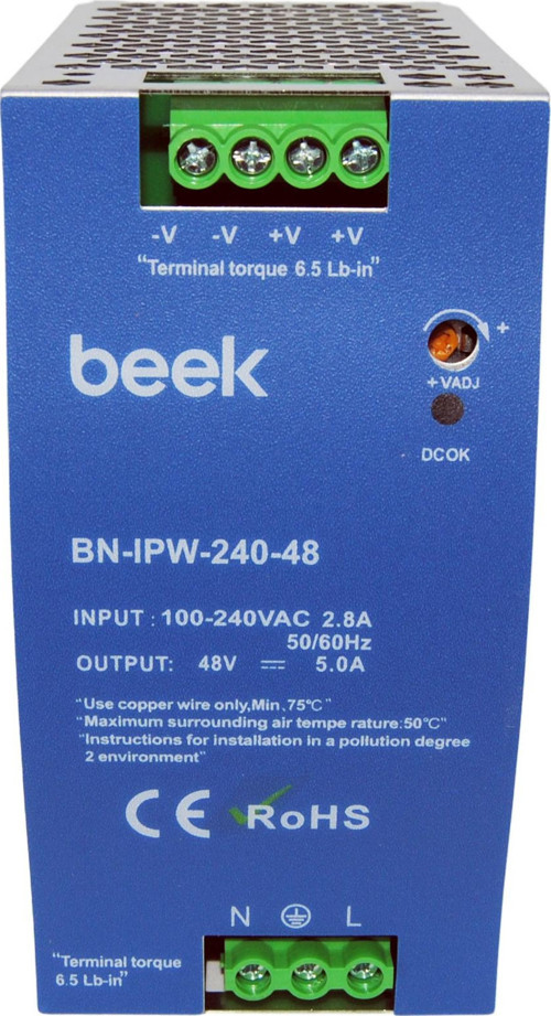 Endüstriyel 240 Watt Ac ≪-≫ Dc Güç Kaynağı, Dın-Ray Montajına Uygun, 48V/5A Çıkışlar
