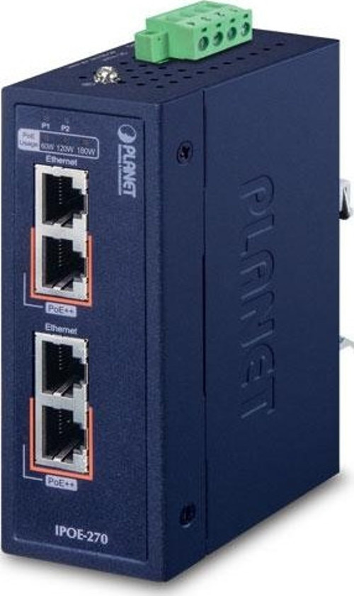 Endüstriyel Injector Hub (Industrial 2-port Multi-Gigabit 802.3bt PoE++ Injector Hub)<br>2 x 1
