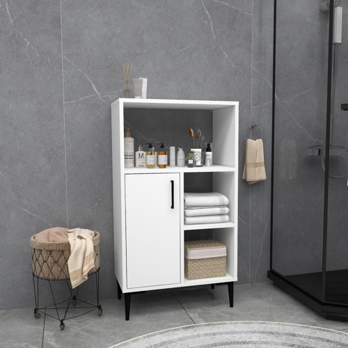 Sanimas Banyo Dolabı Kapaklı 5 Raflı Çok Amaçlı Dolap, Beyaz - Sanimas