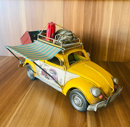 Volkswagen Beetle Classic Vosvos modeli Dekoratif Metal Araba Çerçeveli, Kumbaralı