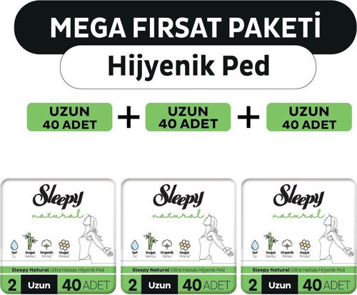 Natural Ultra Hassas Hijyenik Ped Mega Fırsat Paketi Uzun 120 Adet