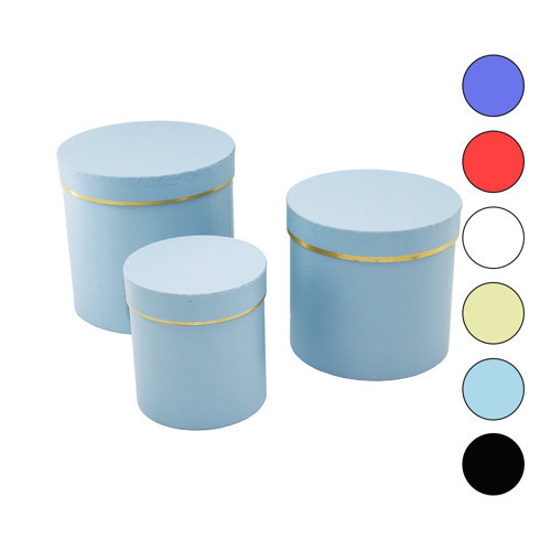 3PCS YUVARLAK MAT RENKLİ - DÜZ RENK KARTON HEDİYE KUTUSU 18-16-12CM (4604)
