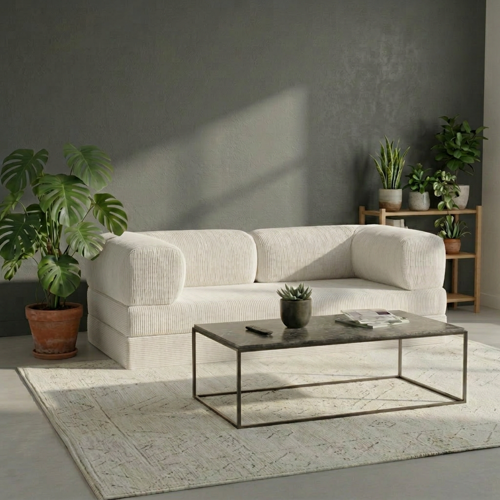 160x80 Sünger Koltuk İki Kişilik Kanepe Yataklı Yıkanabilir Kadife Kumaşlı