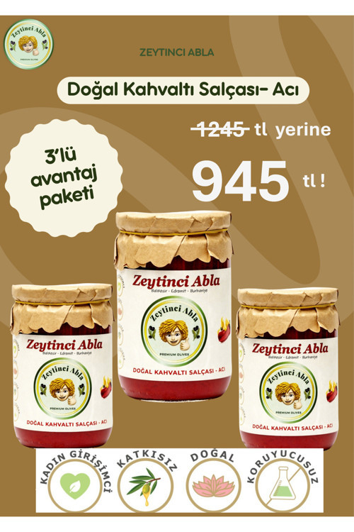 Biber Salçası 3'lü Ejko Paket - Doğal & Katkısız 660 ml Acı Biber - Ev Yapımı Kahvaltı
