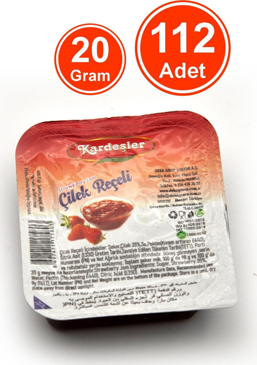 Çilek Reçeli Piknik Kahvaltılık 20 G x 112 Adet