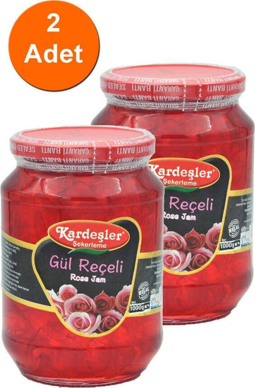 Gül Reçeli Cam Kavanoz 1000 G x 2 Adet