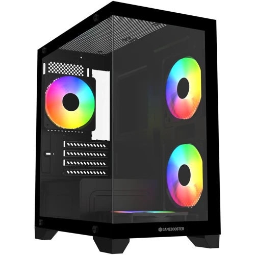 GB-M6001B 600W 4*12CM Rainbow Fanlı USB 3.0 Seaview Mid-T M-Atx Gaming Siyah Kasa