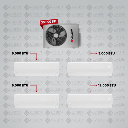 1+4 Multi Sistem Klima / 30100 Md Pro Dış Ünite ( 3 Adet 9.000 Btu Beyaz Iç Ünite + 12.000 Btu Beyaz Iç Ünite )