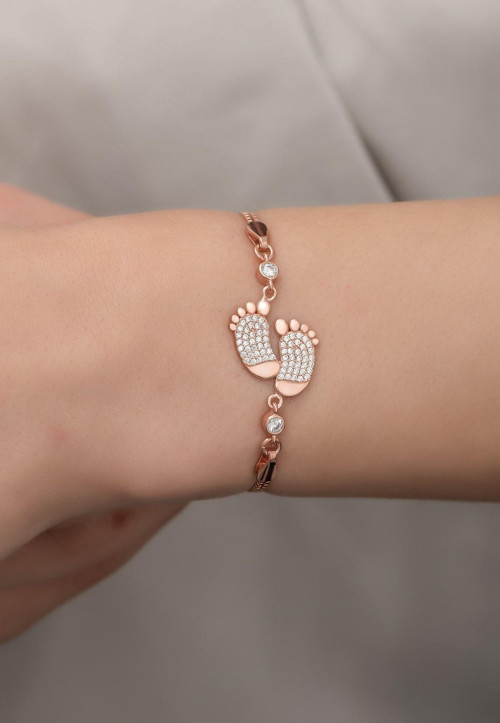 925 Ayar Gümüş Rose Zirkon Taşlı Ayakizi Bileklik