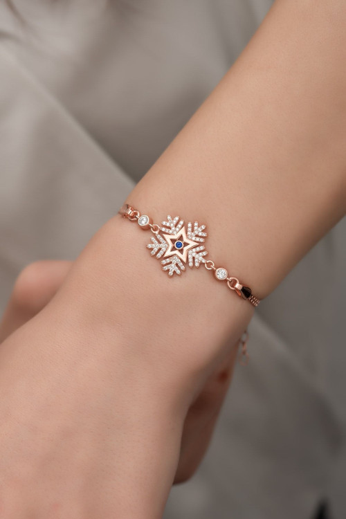 925 Ayar Gümüş Rose Zirkon Taşlı Kartanesi Bileklik