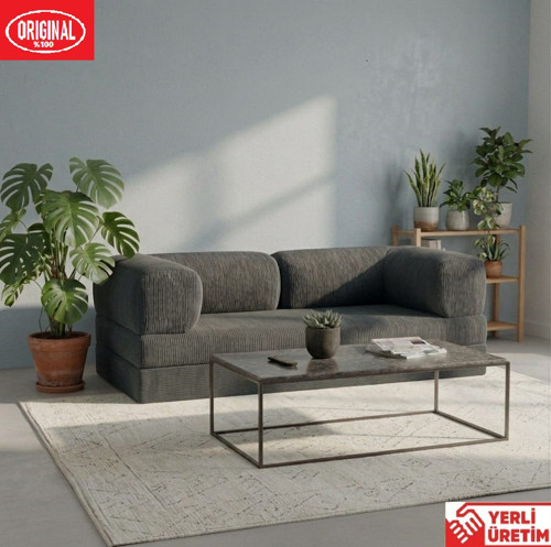 K180x90 Sünger Koltuk İki Kişilik Kanepe Yataklı Yıkanabilir Kadife Kumaşlı Kanepe