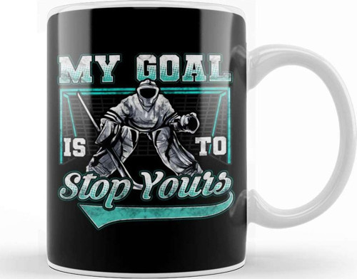 My Goal Is To Stop Yours Hockey Funny Hockey Defender Denying Goals Kupa Bardak Porselen