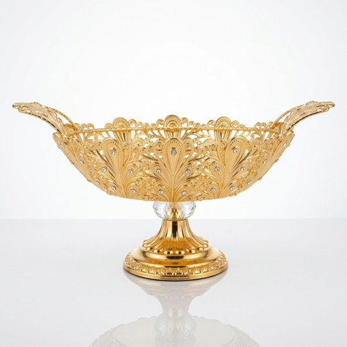 Gold Kristal Taşlı Ayaklı Gondol Çikolatalık LKM-422