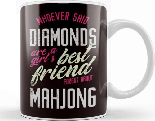 Girls Friends Best Mahjong Tiles Mah-Jongg Player Solitaire Kupa Bardak Porselen