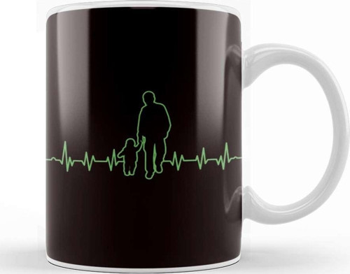 Heartbeat Father Papa Dad Daddy Son Daughter Family Husband Kupa Bardak Porselen