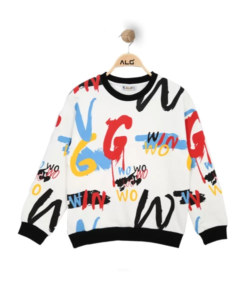 ERKEK ÇOCUK RENKLİ GRAFİTİ BASKILI SWEATSHIRT