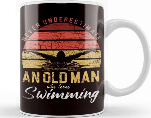 Old Man Swimmer Swimming Pool Retro Swim Water Sports Coach Kupa Bardak Porselen