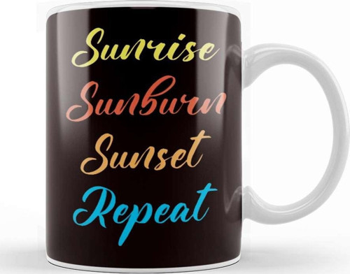 Sunrise Sunburn Sunset Vacation Beach Traveler Island Ocean Kupa Bardak Porselen