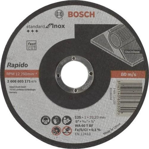 - 125*1,0mm Standard Seri Düz Inox (Paslanmaz Çelik) Kesme Diski (Taş) - Rapido 10'lu