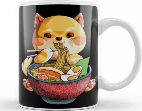 Kawaii Shiba Inu Noodles Cute Anime Dog Ramen Otaku Weeaboo Kupa Bardak Porselen