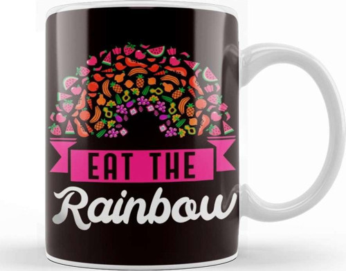 Eat Rainbow Vegan Vegetarian Veganism Vegetarianism Veggie Kupa Bardak Porselen