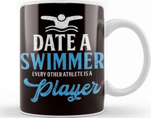 Funny Date Swimmer Athlete Player Swimming Pool Swim Coach Kupa Bardak Porselen