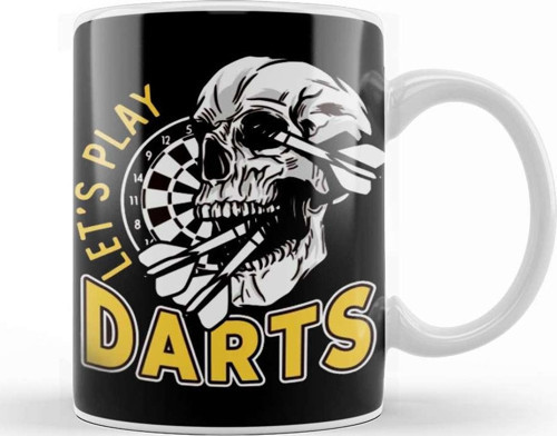 Lets Play Darts Skull Dartboard Arrow Dart Player Team Aim Kupa Bardak Porselen
