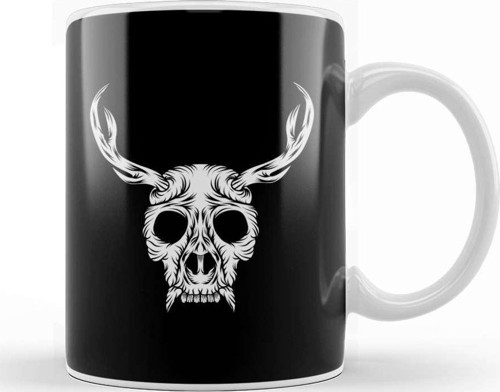 Skull With Antlers Creepy Gorilla Antlers Cool Unique Animal Skull Kupa Bardak Porselen