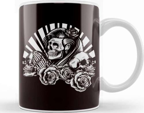 Santa Muerte Dead Mexican Sugar Skull Female Deity Satanic Kupa Bardak Porselen
