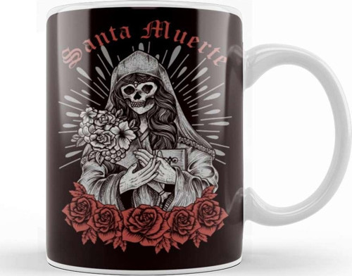 Santa Muerte Mexican Female Deity Dead Sugar Skull Satanic Kupa Bardak Porselen