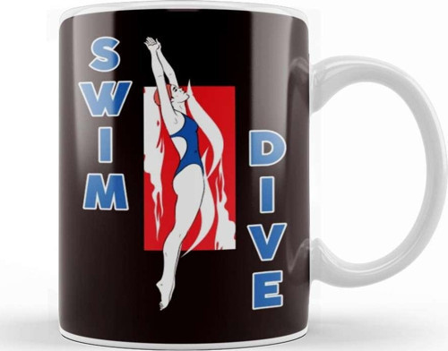 Swim Dive Swimming Pool Swimmer Water Sports Coach Athlete Kupa Bardak Porselen