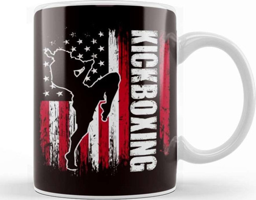 Us American Flag Kickboxing Fighter Kickboxer Martial Arts Kupa Bardak Porselen