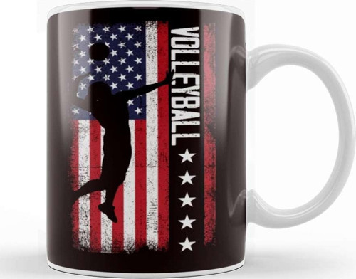 Us American Flag Volleyball Setter Ball Sports Player Game Kupa Bardak Porselen