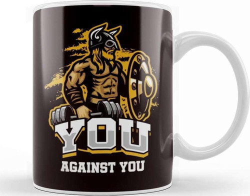 You Against You Workout Barbell Bodybuilding Weightlifting Kupa Bardak Porselen