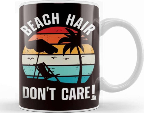 Beach Hair Island Summer Travel Vacation Ocean Sunbathing Kupa Bardak Porselen