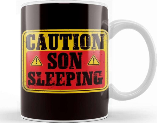 Caution Son Sleeping Family Baby Newborn Children Brother Kupa Bardak Porselen