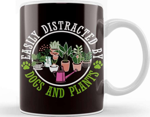 Distracted By Dogs Plants Dog Owner Gardener Watering Can Kupa Bardak Porselen