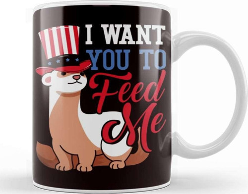 Feed Ferret Us American Flag Ferret Lover Animal Fans Zoo Kupa Bardak Porselen