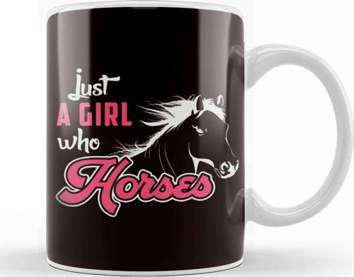 Girl Who Loves Horses Horseshoe Equestrian Sport Dressage Kupa Bardak Porselen