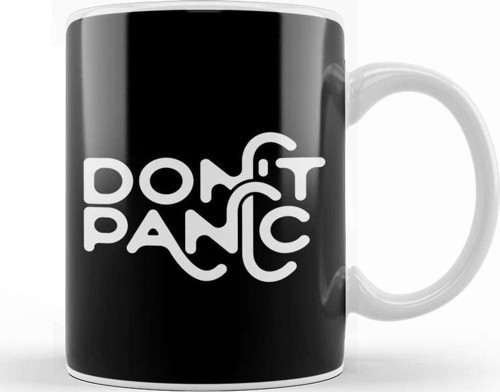 Must Read Book Covers Don'T Panic Hitchhikers Guide To The Galaxy Kupa Bardak Porselen