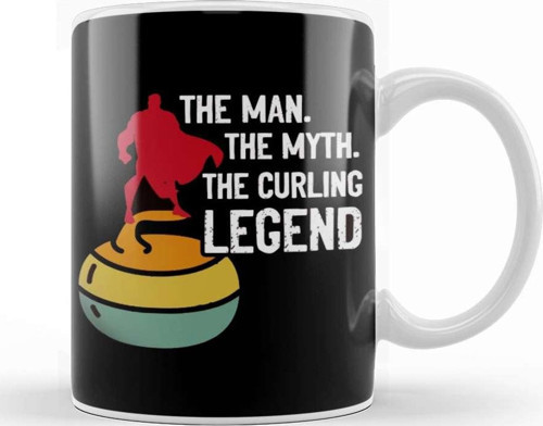 Man Myth Curling Legend Player Sweeping Broom Stones Team Kupa Bardak Porselen